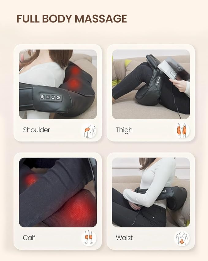 DAILYLIFE Shiatsu Neck and Back Massager with Heat, Electric Deep Kneading Massager for Neck Pain, Shoulder, Waist, Leg and Foot, Stress Relief for Men, Women, Mom, Dad