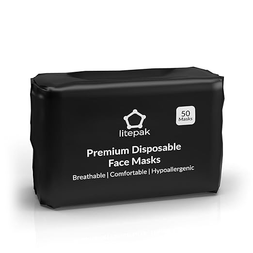 2,000pcs Disposable Face Masks- 3 Ply Breathable Mask For Adults - Black (40 Packs of 50)