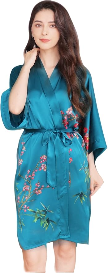 women's 100% silk kimono, short bathrobe pajamas, kimono pajamas