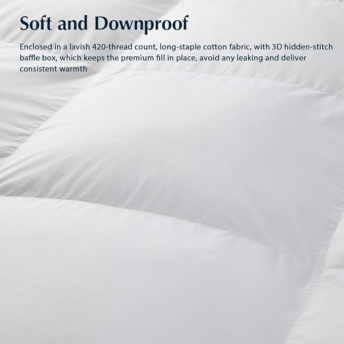 Pacific Coast Down Comforters Twin Size, 100% Cotton Duvet Insert, Extra Fluffy White Comforter, Ultra-Soft, Breathable, All Season Hotel Luxury Bedding Comforters, 8 Corner & Center Loops (68"x90")