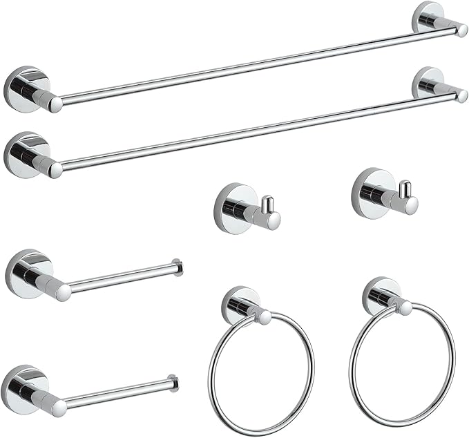 BGL Bathroom Hardware Set Chrome Bathroom Accessory Set Towel Bar 8 Pieces Set