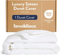 Brooklinen Luxury Sateen Duvet Cover - 100% Cotton, Full/Queen Size in White with Extra-Long Corner Ties and Button Closure | Best Luxury Sheets