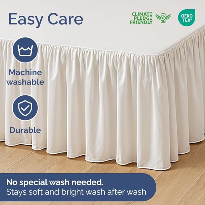 Bedskirt Queen Size Ruffle - 15 inch Drop Dust Ruffle Bed Skirt with Platform - Ultra-Soft, Easy Fit, Premium Hotel Quality - Wrinkle, Fade & Shrink Resistant - for Women, Men, Kids and Teens - White