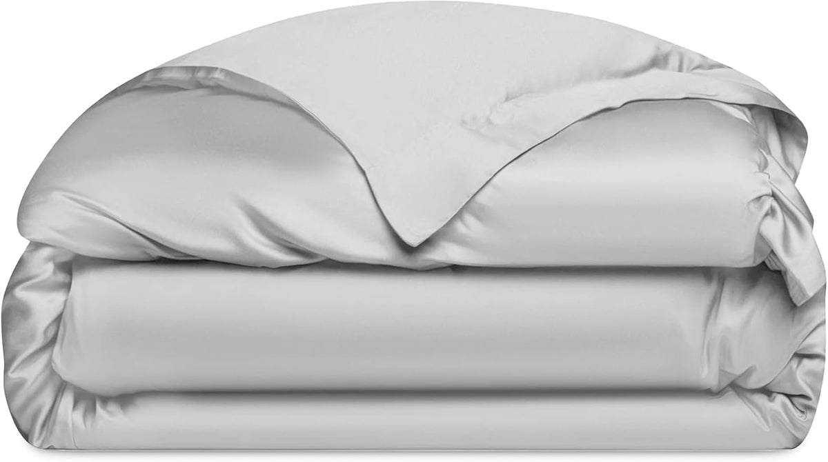 Cozy Earth Luxury Duvet Cover King - 100% Viscose from Bamboo - Ultra-Soft, Cooling & Lightweight Duvet Cover - Temperature-Regulating Bedding with Concealed Zip & Interior Snap Closures - Light Grey