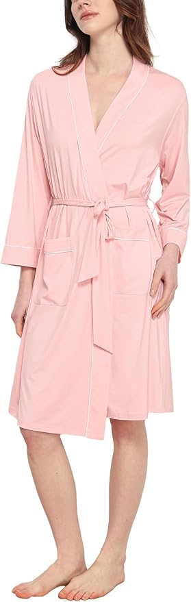 GYS Premium Viscose from Bamboo Robe for Women Long Sleeve Bathrobes Soft Kimono Robes