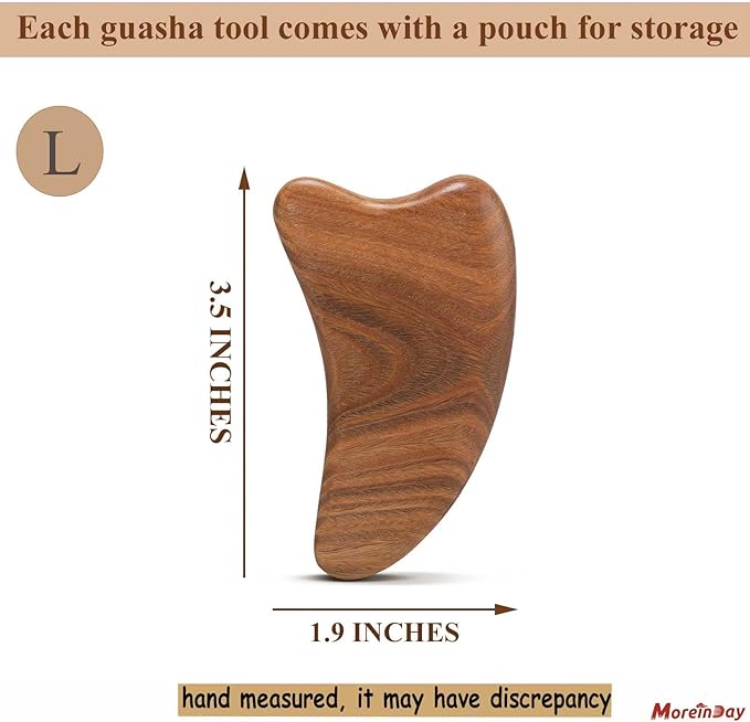 Gua Sha Tool for Face, 2 Pack Wooden Gua Sha Facial Tools Reduce Puffiness for Women - Green Sandalwood