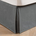 MIYE Pleated Waffle Weave Bed Skirt, Tailored Dust Ruffle 18 Inch Drop Easy Fit, Machine Washable (Dark Grey,Cal King - 18" Drop)