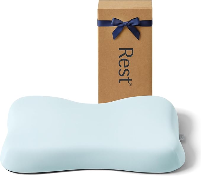 REST® Evercool® Cooling Pillow, Instant Cool-to-Touch Shell Fabric & Breathable Silicone Sponge Core for All-Night Temperature Regulation & Ergonomic Support, Medium Height, Light Blue