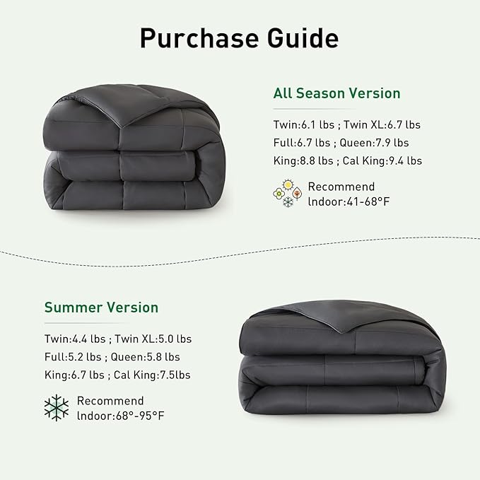 100% Viscose Made from Bamboo Comforter for Hot Sleepers- Breathable Cooling Silky Soft Duvet Insert King Size-with 8 Corner Tabs- All Season Comforter (102x90 Inches, Grey)
