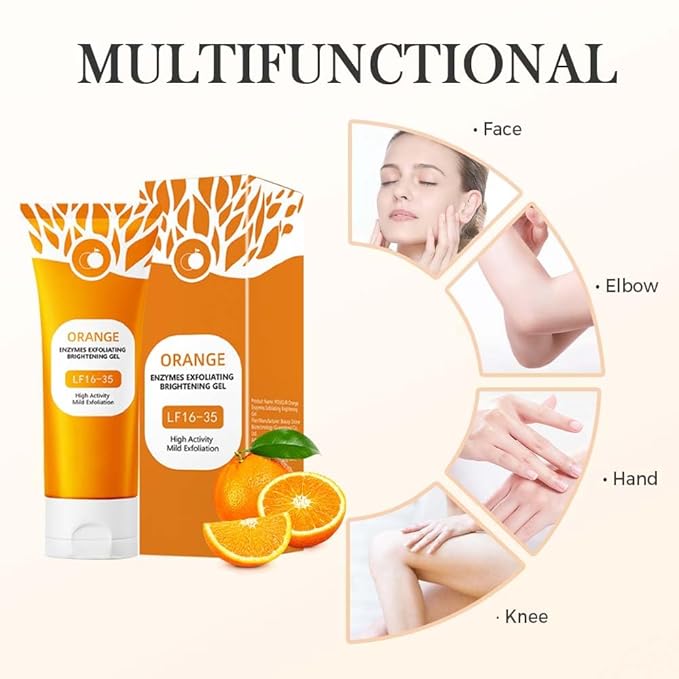 Orange Exfoliating Gel for Face & Body, 2026 Exfoliating Cleansing Gel Scrub, Orange Enzymes Exfoliatings Gels, Deep Clean Pores, Remove Blackheads & Moisturize Skin, All Types Skin (2pcs, 3.38 Fl Oz)