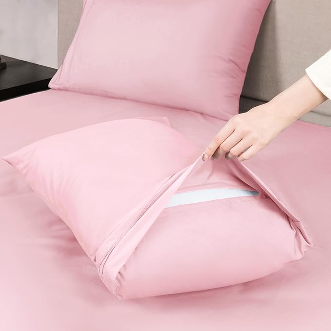 Mejoroom Twin Sheet Set - Hotel Collection Twin Sheets - Bedding Sheets & Pillowcases with Deep Pocket Fitted Sheet, Breathable, Wrinkle & Fade Resistant - 3 Piece(Blush Pink)
