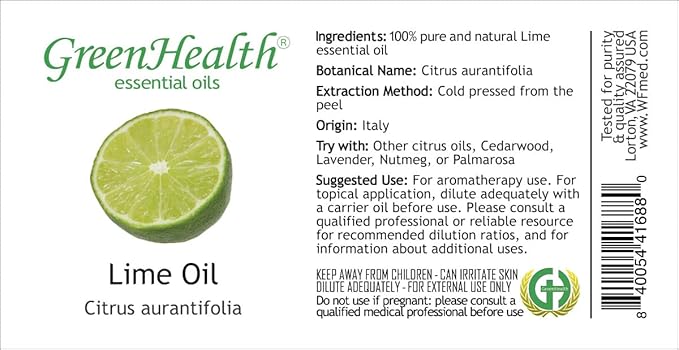 Lime Essential Oil - 128 fl oz (1 Gallon) Plastic Bottle w/Cap - 100% Pure Essential Oil by GreenHealth