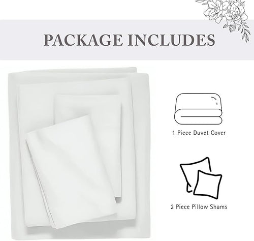 1000 Thread Count Oversized King Duvet Cover Set 100% Egyptian Cotton True Luxury Hotel Quality 1 Duvet Cover with 2 Pillow Sham - 3 Pieces Comforter Cover with Zipper Closure (White)