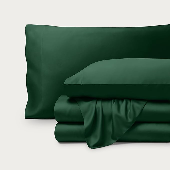 Bare Home 100% Rayon Made from Bamboo King Sheet Set - 4 Piece Bedding Set - Deep Pockets - Breathable - Easy Fit - Bedding Sheets & Pillowcases (King, Forest Green)