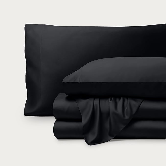 Bare Home 100% Rayon Made from Bamboo Luxury Full Sheet Set - 4 Piece Bedding Set - Deep Pockets - Cooling Sheets - Breathable - Easy Fit - Soft Bedding Sheets & Pillowcases (Full, Black)