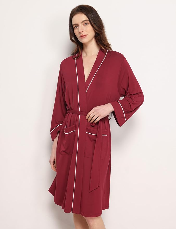 GYS Premium Viscose from Bamboo Robe for Women Long Sleeve Bathrobes Soft Kimono Robes