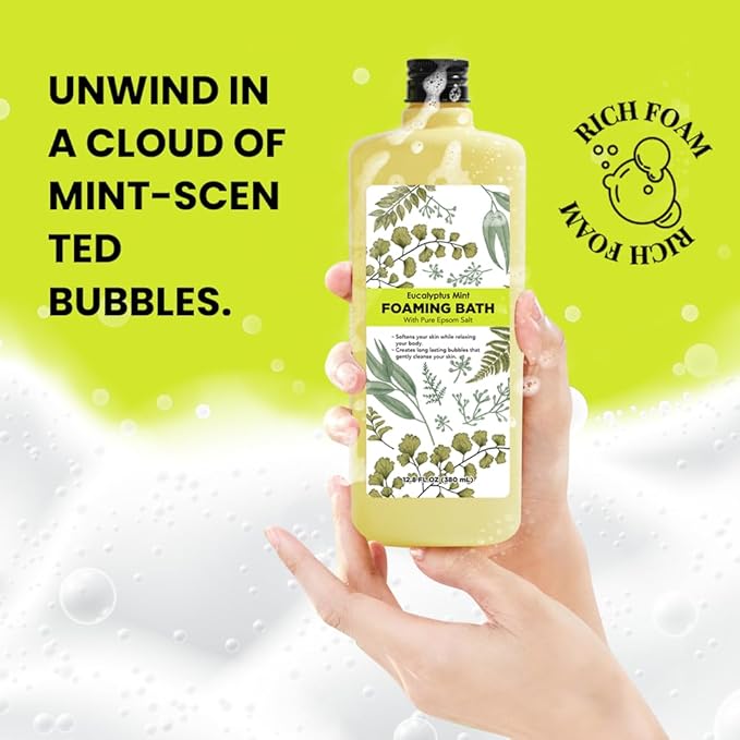 Bubble Bath for Women, Eucalyptus Mint Scented Bubble Bath Gifts Set, Foaming Bath Mother's Day Gifts for Mom, 51.2 fl oz (Pack of 4)