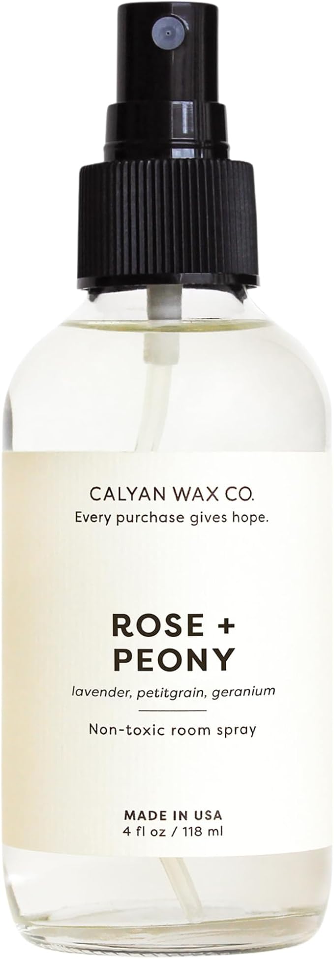 Calyan Wax Co. Rose & Peony Room Spray - Non Toxic Air Freshener - Natural Room Deodorizer with Essential Oils - Air Freshener Spray for Home - 4 fl oz