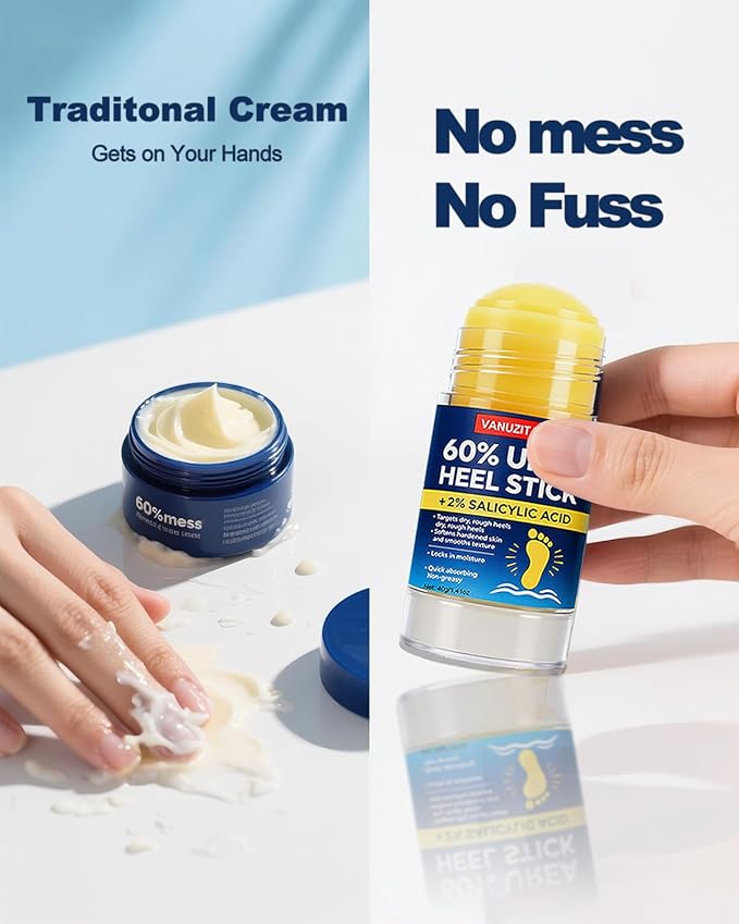 Urea Cream 60% with 2% Salicylic Acid, Foot Cream 60 Percent for Feet & Hands, Maximum Strength Urea Stick for Rough, Dry Cracked Feet Hands Elbows, Callus Remover, Skin Softener Balm 1.41oz