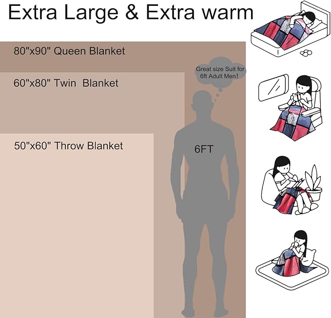 PU MEI Sherpa Blanket Fleece Throw Blanket Queen Plaid Thick Bed Blanket, Soft Warm Cozy Throw Blanket, 80”*90” Zabra-Navy Pink