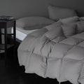 Luxury Down Fiber Comforter Oversized King Size - Fluffy and Cozy Duvet Insert for All Seasons - Medium Warmth Hotel Collection Comforters，Gray(120 X 98”)