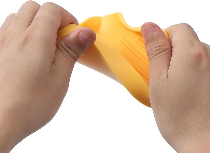 Silicone Bathroom Soap Dishes with Drain Spout-Bathroom and Kitchen Sink Organizer,Sponge Holder,Dish Soap Tray,Perfect for Dispenser,Scrubber,Bottle,Cup on Sink or Counter-Yellow 4.9"×3.2"