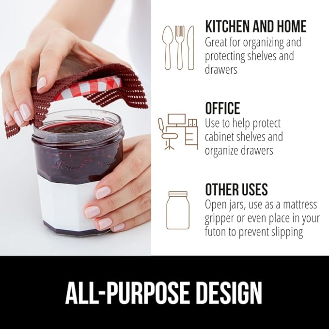 GORILLA GRIP powerGRIP Drawer Shelf and Cabinet Liner, Thick Strong Hold, Non-Adhesive Liners Protect Kitchen Cabinets and Cupboard, Bathroom Drawers, Easy Install, Breathable Mat, 17.5" x20', Red