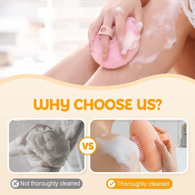 Super Soft Sunflower Suction Cup Bath Ball, 2025 New Exfoliating Bath Bath Sponge Cleaning Brush with Finger Rings for Women and Men (Begie, 4 pcs)