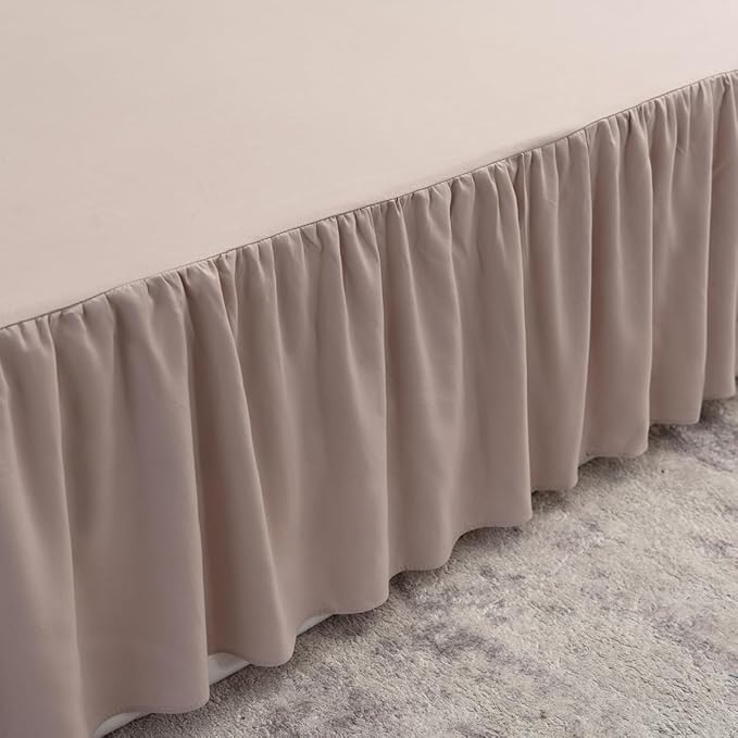 Khaki Bed Skirt King Size Ruffled Bed Skirt with Split Corners, King Bed Skirt 12 Inch Drop, King Size Bed Skirt Khaki for Ruffled Bed Skirt with Split Corners, Bed Skirts King Size