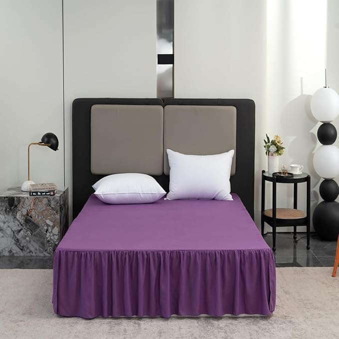 Bed Skirt Full Size Ruffled Bed Skirt with Split Corners, 18 Inch Drop Dust Ruffle Bed Skirts with Platform, Grape