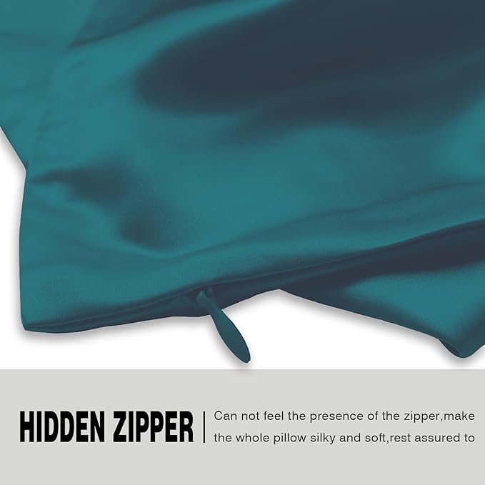 Mulberry Silk Pillow Cases for Hair and Skin Queen Size Silk Pillowcase with Zipper Soft Breathable Smooth Cooling Satin Silk Pillow Covers for Sleeping (Teal,20"X 30",1Pcs)