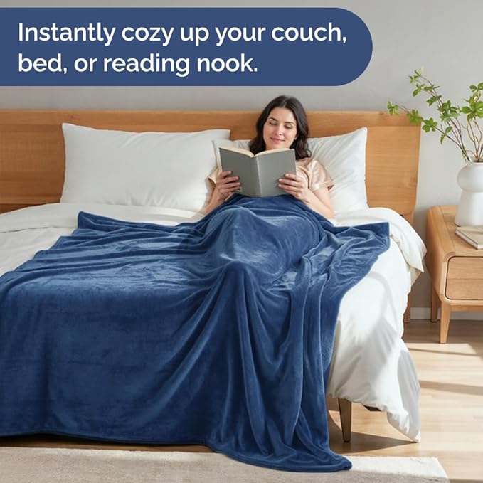 Ultra Soft Fleece Blanket Throw Size - Flannel Fleece Luxury Throw Blanket - Lightweight for Couch Bed Chair - Thick, Warm & Breathable - All Season Cozy Anti-Static Microplush Bedding, Royal Blue
