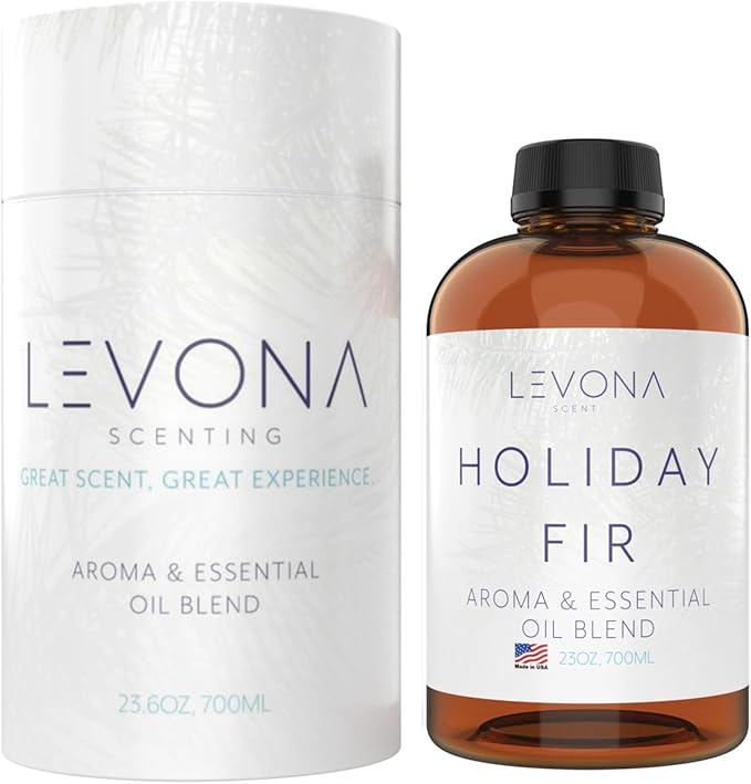 Levona Scent Christmas Essential Oils for Diffuser: Holiday Fir Essential Oil for Diffusers for Home - Essential Oils with Notes of Sandalwood & Amber Oil - Winter Fir and Balsam Fragrance - 700Ml