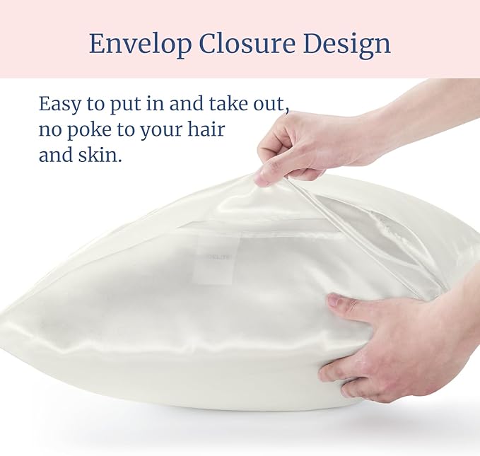 BEDELITE Satin Pillowcase for Hair and Skin, Super Soft Similar to Silk Pillow Cases 4 Pack with Envelope Closure, Cooling Pillowcases for Women Men (20"x40" King Size, Ivory)