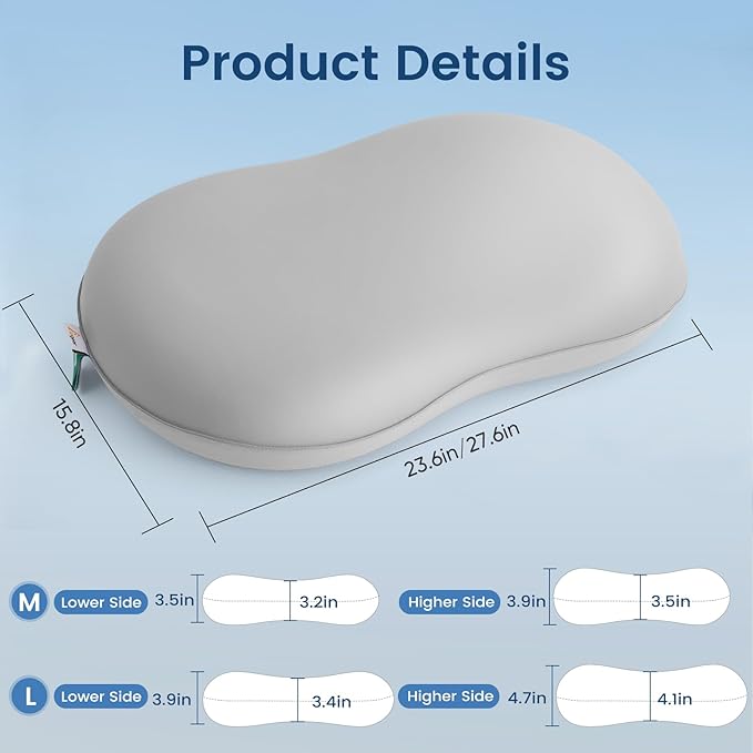 Elegear Deep Sleep Cooling Neck Pillow, Cervical Neck Support Pillow for Pain Relief with Zero-Pressure Tech & Built-in Springs Design, Ergonomic Contour Memory Foam Pillows for Back&Side Sleepers - M