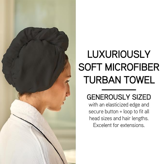 ILES FORMULA Hair Turban Towel – Ultra-Soft Microfiber Hair Towel Wrap for Fast Drying, Frizz Control & Breakage Protection – Large, Lightweight Hair Wrap for Short, Long & Curly – Grey