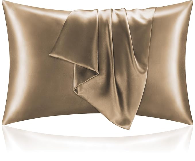 BEDELITE Satin Pillowcase for Hair and Skin, Super Soft and Cooling Similar to Silk Pillow Cases 2 Pack with Envelope Closure, Gift for Women Men(20"x40" King Size, Tawny Brown)