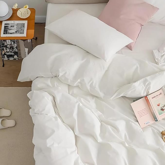 Cottonight White Comforter Sets Queen Pure White Bedding Comforter Queen Size Quilts Blanket Ultra Soft Breathabe Solid Bedding Set for Women Men Adults Teens