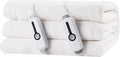Electric Heated Blanket 90"x100" King Size, Soft Coral Fleece, Dual Controllers with 4 Heating Levels and 10 Hours Auto-Off, Machine Washable, Cozy Plush Fabric for Home, White