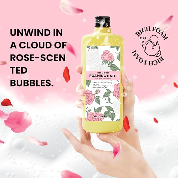 Bubble Bath for Women, Rose Scented Bubble Bath Gifts Set, Foaming Bath Mother's Day Gifts for Mom, 51.2 fl oz (Pack of 4)