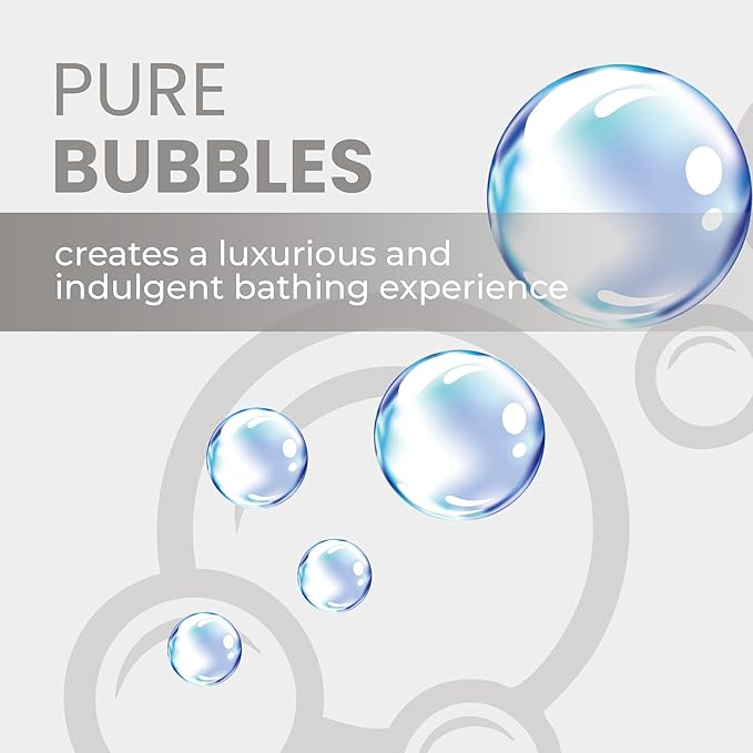 Luxury Unscented Foaming Bath - Natural Fragrance-Free Bubble Bath with Aloe Vera and Epsom Salt - Pure Bubbles Scent (Unscented), 33.8 fl oz / 1L
