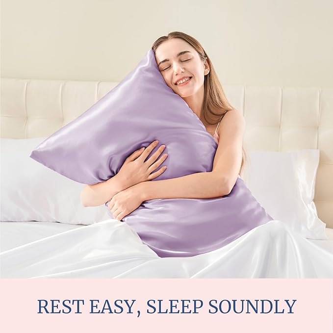 BEDELITE Satin Pillowcase for Hair and Skin, Super Soft Similar to Silk Pillow Cases 4 Pack with Envelope Closure, Cooling Pillowcases for Women Men (20"x30" Queen Size, Lavender)