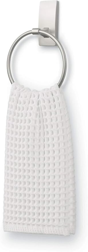 Command Hand Towel Holder Satin Nickel with Water Resistant Command Strips, Rust Resistant Bathroom Organizer, Holds up to 5 lbs, Large