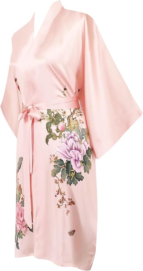 women's 100% silk kimono, short bathrobe pajamas, kimono pajamas