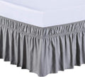 MEILA Wrap Around Bed Skirt Three Fabric Sides Elastic Dust Ruffled 24 Inch Tailored Drop,Easy to Install Fade Resistant-Grey, Queen/King