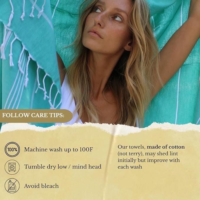 SOULMARK 100% Cotton Turkish Beach Towel with Bag - 38"x71" - 2 Pack - Made in Green & Oeko TEX Certified - Pre-Washed & Sand Free - Quick Dry and Lightweight for Travel - Made in Turkey - Mint Green
