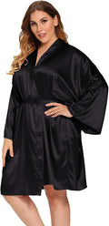 Women's Plus Size Satin Robes Plus Size Silky Kimonos Robes Sleepwear,Short