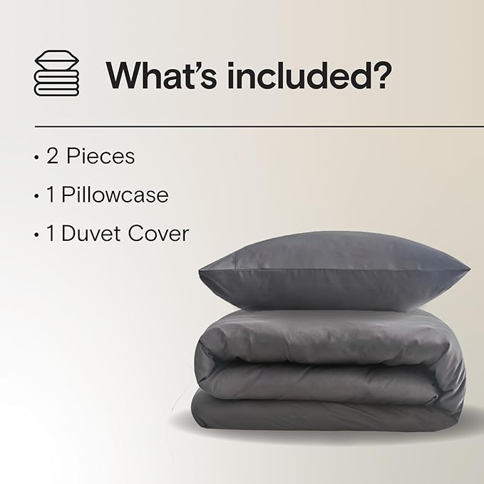 DOZ Duvet Cover Set, 100% Viscose derived from Bamboo, Organically Grown, Buttery Soft, Cooling Duvet Covers, High GSM, 1 Duvet Cover and 1 Pillowcase, 70"x90" (Storm, Twin/Twin XL)