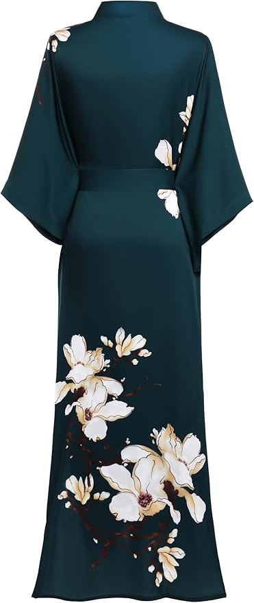 PRODESIGN Kimono Robe for Women - Long Satin Sleepwear Silky Kimono Cover-Up Nightgown Japanese Bathrobe Loungewear Blouse