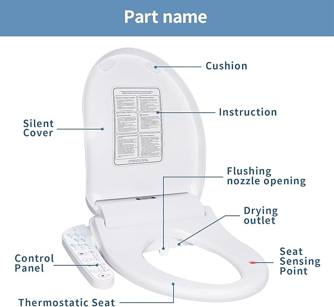 KERDE P30BR Electric Bidet Toilet Seat with Child Seat - Dual Control (Side Panel & Remote), Warm Water Wash, Heated Seat, Warm Air Dryer, LED Night Light, Universal Fit for Elongated Toilets